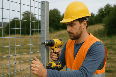 Se pot utiliza șuruburi autoforante pentru fixarea panourilor pe stâlpi zincați